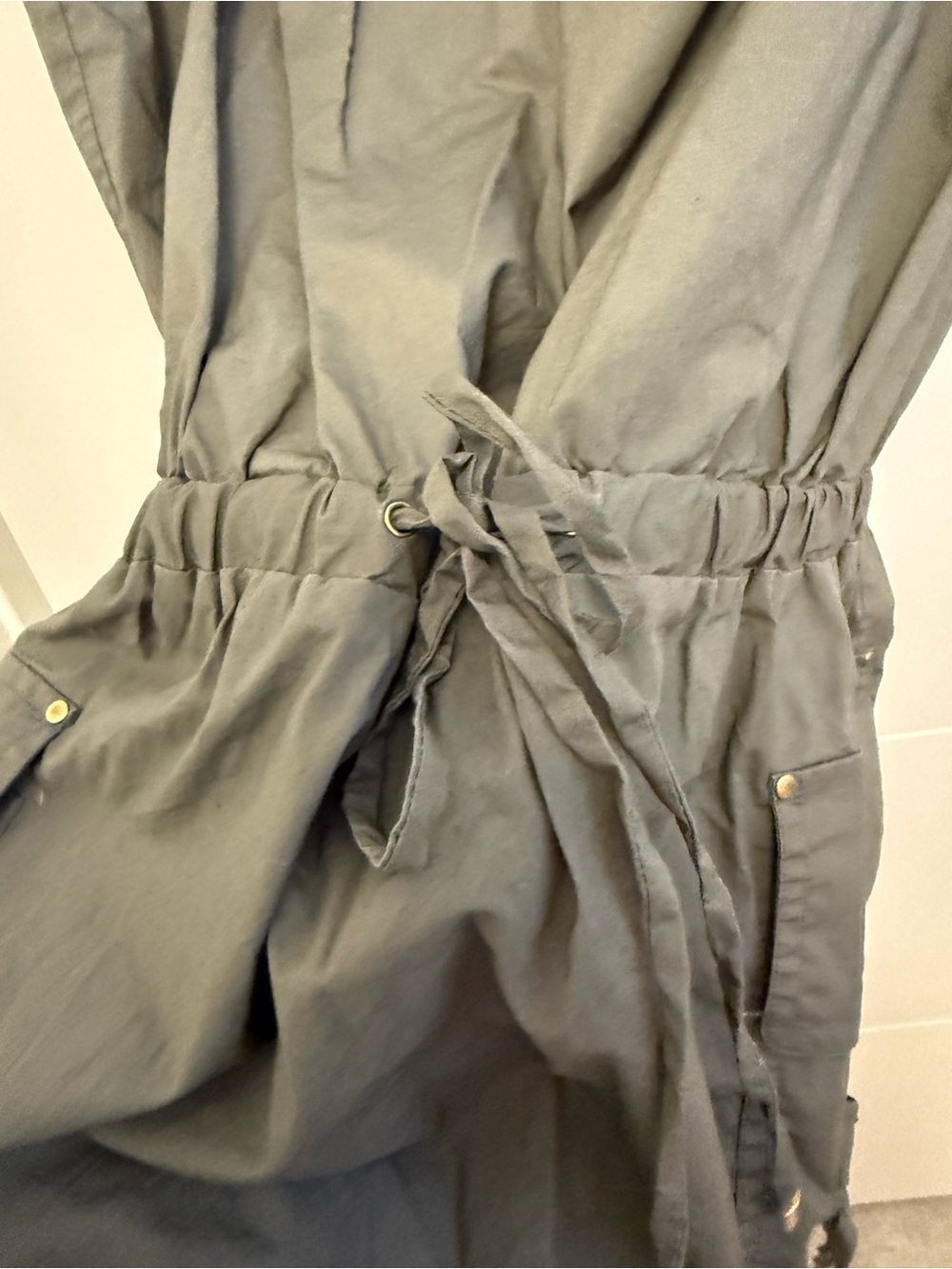 ModCloth Olive Green One-Shoulder Ruffle Utility Dress - Picture 3 of 4